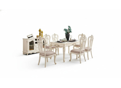 Salle à manger Ensemble de meubles pour votre perle intérieure blanc classique Meubles de 8 pièces