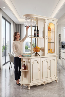 Bar cabinet for the dining room Classic pearl white furniture new luxury  Armoire de bar pour la salle à manger Mobilier classique blanc nacré neuf de luxe