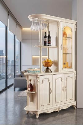 Bar cabinet for the dining room Classic pearl white furniture new luxury  Armoire de bar pour la salle à manger Mobilier classique blanc nacré neuf de luxe