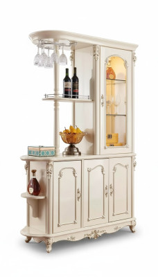 Bar cabinet for the dining room Classic pearl white furniture new luxury  Armoire de bar pour la salle à manger Mobilier classique blanc nacré neuf de luxe