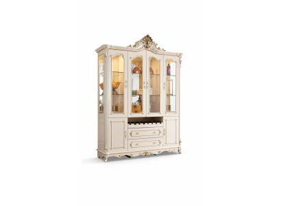 Vitrine Bois Classique Mobilier de salon nouveau luxe intérieur blanc perle