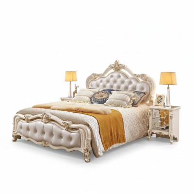 Ensemble de chambre à coucher Bed chesterfield + 2x tables de chevet en bois de luxe 3 pièces