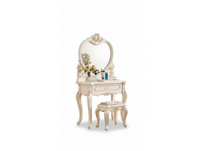 Classique r Coiffeuse Tabouret de designer Ensemble de meubles en bois Chambre à coucher 2 pièces