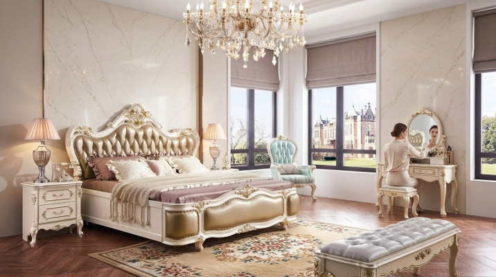Ensemble de chambre à coucher Classic r Designer Meubles en bois de luxe 8 pièces