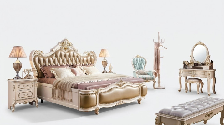Ensemble de chambre à coucher Classic r Designer Meubles en bois de luxe 8 pièces