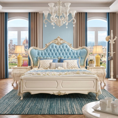 Ensemble de chambre à coucher Lit et 2 tables de chevet de luxe Mobilier classique neuf