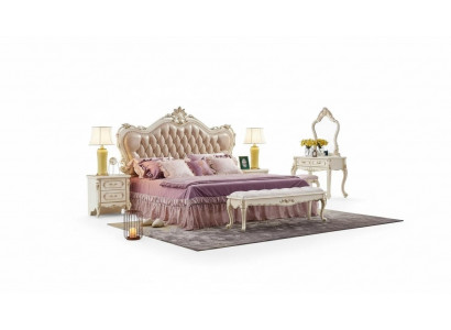 Chambre à coucher Ensemble lit chesterfield 2x Tables de nuit classiques Mobilier 3 pièces