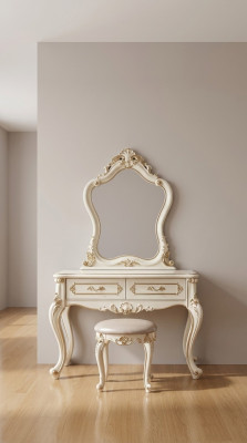 Ensemble de chambre classique Meuble Coiffeuse avec miroir Tabouret 2 pièces