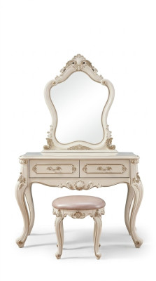 Ensemble de chambre classique Meuble Coiffeuse avec miroir Tabouret 2 pièces