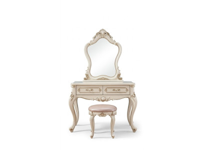Ensemble de chambre classique Meuble Coiffeuse avec miroir Tabouret 2 pièces