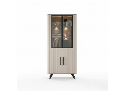 Vitrine Salon moderne et luxueux beige Armoire en verre Armoires Garde-robe