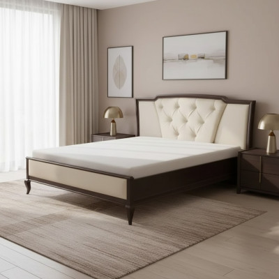 Lit en bois Lit Chesterfield Lit double dans la chambre Textile de velours
