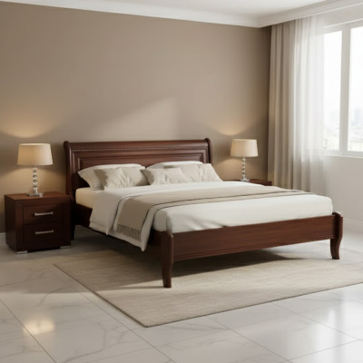 Design de lit Lits de luxe d'hôtel Mariage Chambre de sommeil Double Lit baroque en bois