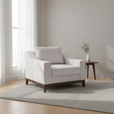 Fauteuil blanc scandinave, chaise rembourrée, fauteuil TV, club de salon, meubles