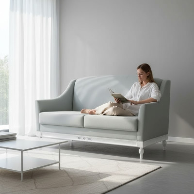 Canapé 2 places Design de luxe en textile et bois Rembourrage Deux places