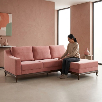 Canapés Canapé en L Canapé Tissu Angle Sofa de salon Paysage vivant Canapé d'angle en textile