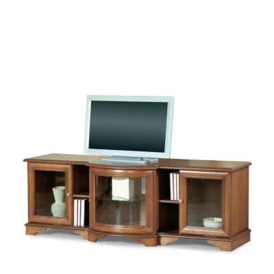 Salle de séjour meuble TV télévision bas armoire mobilier bois meuble TV 177cm.