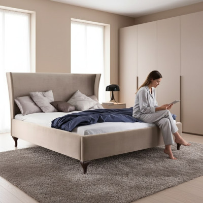 Conception de rembourrage de lit Lits doubles de luxe pour hôtel Mobilier en bois baroque