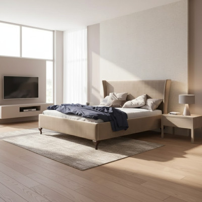 Conception de rembourrage de lit Lits doubles de luxe pour hôtel Mobilier en bois baroque