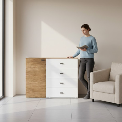 Commode moderne de luxe Buffet de design Chambre en bois blanc