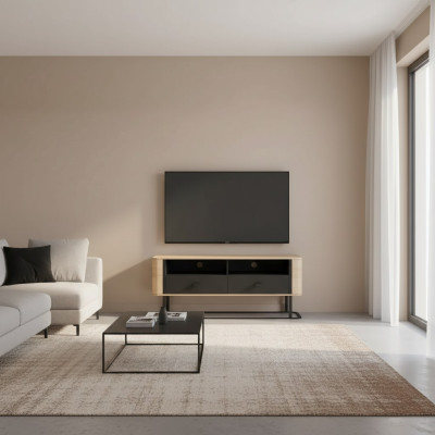 Meuble TV moderne de luxe, support TV, meuble TV, étagères, buffet, table basse.