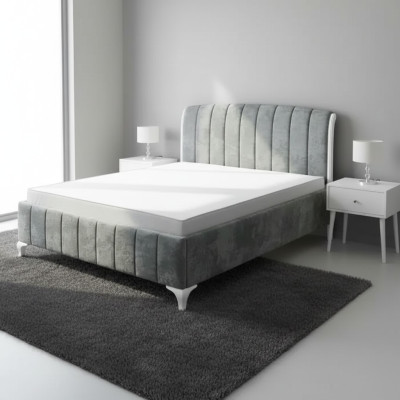Lits de luxe Chambre grise Lit double Lit en bois Cadre de lit Lit