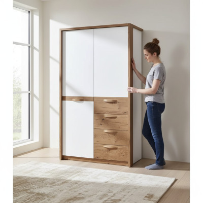 Armoire en bois massif Armoire Armoire blanche en bois Chambre meuble