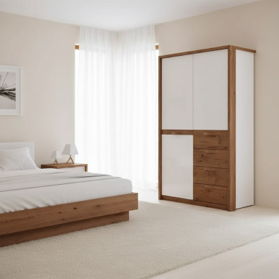 Armoire en bois massif Armoire Armoire blanche en bois Chambre meuble