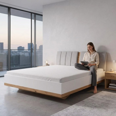 Conception de lit de luxe Lits doubles d'hôtel Mobilier en bois royal Textile