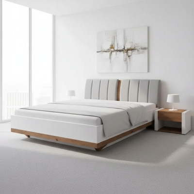 Conception de lit de luxe Lits doubles d'hôtel Mobilier en bois royal Textile
