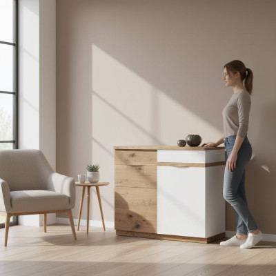 Commode avec 3 tiroirs buffet blanc buffet en bois moderne