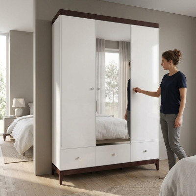 Armoire brillante de designer Armoires de chambre en bois de luxe blanc.