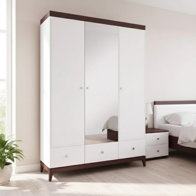 Armoire brillante de designer Armoires de chambre en bois de luxe blanc.