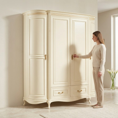 Armoire de chambre en bois blanc de luxe Armoires de mobilier en bois