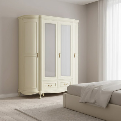 Armoire de chambre en bois blanc de luxe Armoires de mobilier en bois
