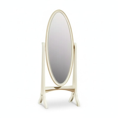 Miroir de sol rectangulaire avec cadre en bois ovale blanc pour salon