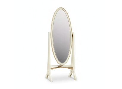 Miroir de sol rectangulaire avec cadre en bois ovale blanc pour salon