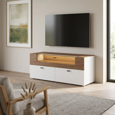 Unité murale Meuble TV Cabinet TV blanc Meuble TV bas Vitrine en bois Moderne Salon