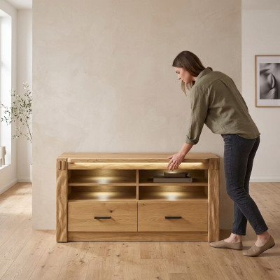 Garde-robe TV de luxe Meuble TV Commode Bahut Etagère murale Bois