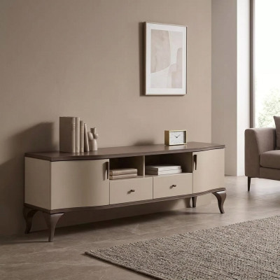 Salle de séjour Mobilier Unité murale Stand tv Étagère murale Bois beige Moderne Buffet