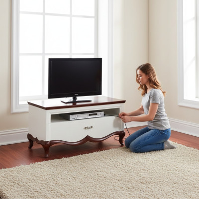 Meuble TV en bois moderne pour salon, support TV, meuble bas, bahut.