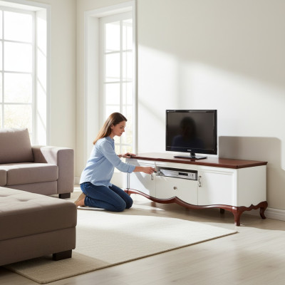 Meuble TV bas meuble TV en bois de luxe blanc salon armoire