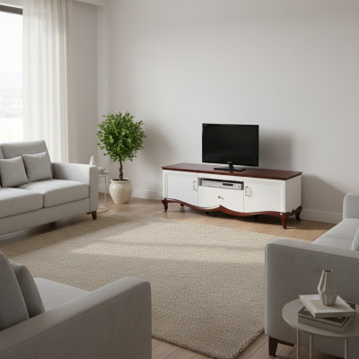 Meuble TV bas meuble TV en bois de luxe blanc salon armoire