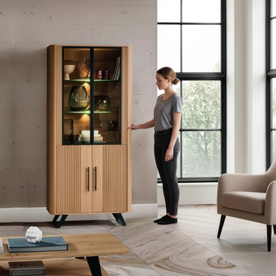 Vitrine Mobilier Salon Armoire beige Vitrine en verre Armoires neuves