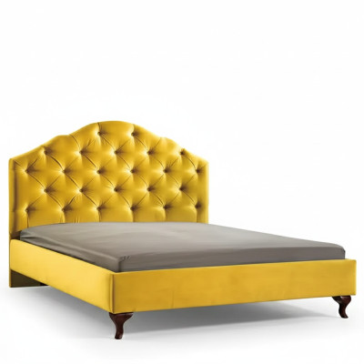 Lit jaune Chesterfield pour les lits de chambre à coucher double luxe lumineux