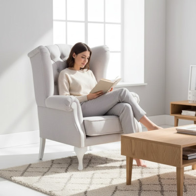 Fauteuil Siège Monoplace Design Blanc Rembourrage Salon Meubles Fauteuil TV