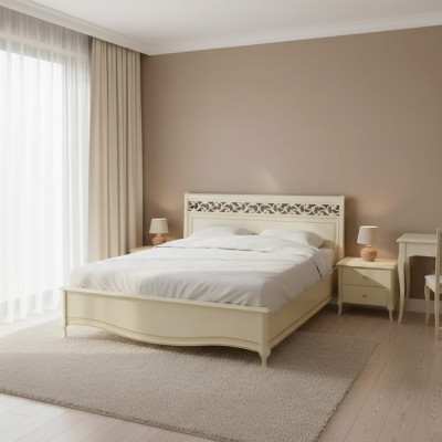 Revêtement de lit de luxe pour lits doubles blancs en bois nouvellement conçus pour hôtels.