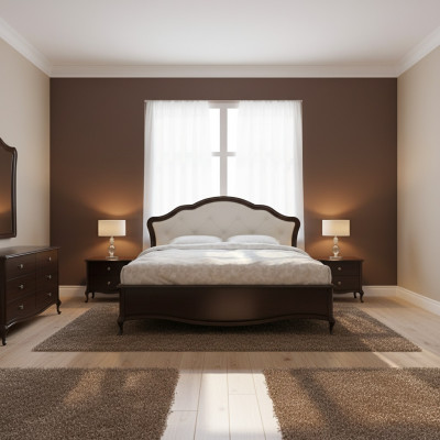 Lit double de luxe marron au design moderne, cadre de lit et lits à cadre de lit