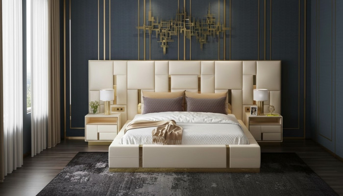 Ensemble de mobilier de chambre complet 3 pièces. Tables de chevet Mobilier design Lits