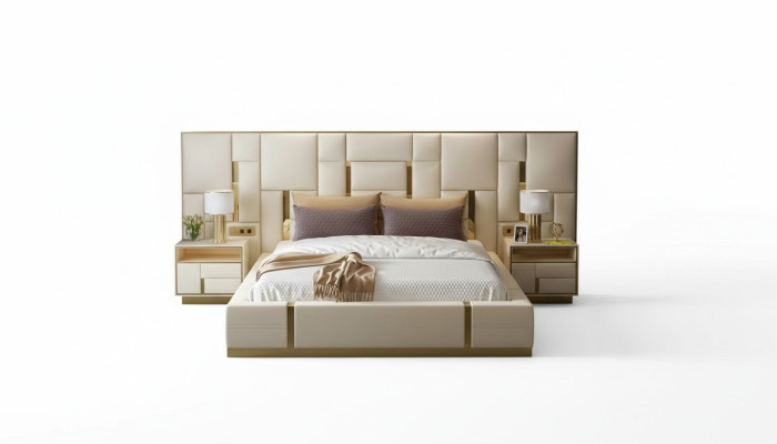 Ensemble de mobilier de chambre complet 3 pièces. Tables de chevet Mobilier design Lits